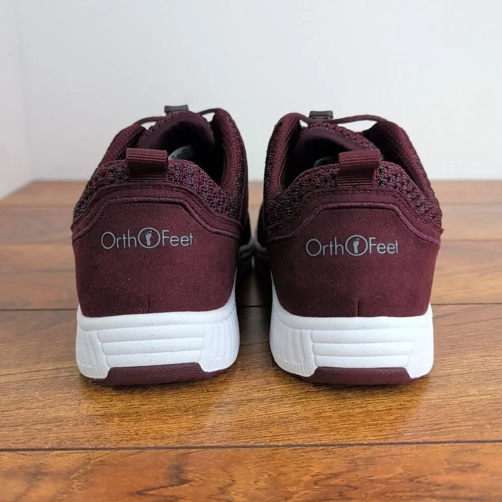 Orthofeet Sneaker Shoes Women's Size 9 2E X-Wide US Red Mesh Casual Comfort Walk